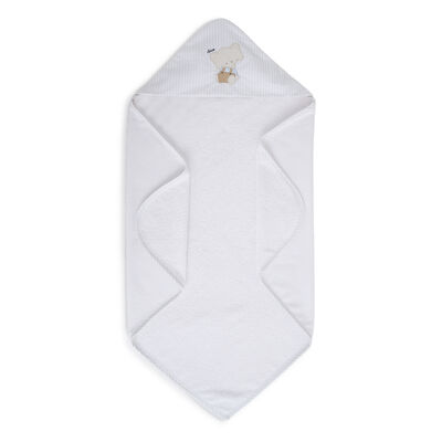 Boys White and Light Blue Woven Bathwrap